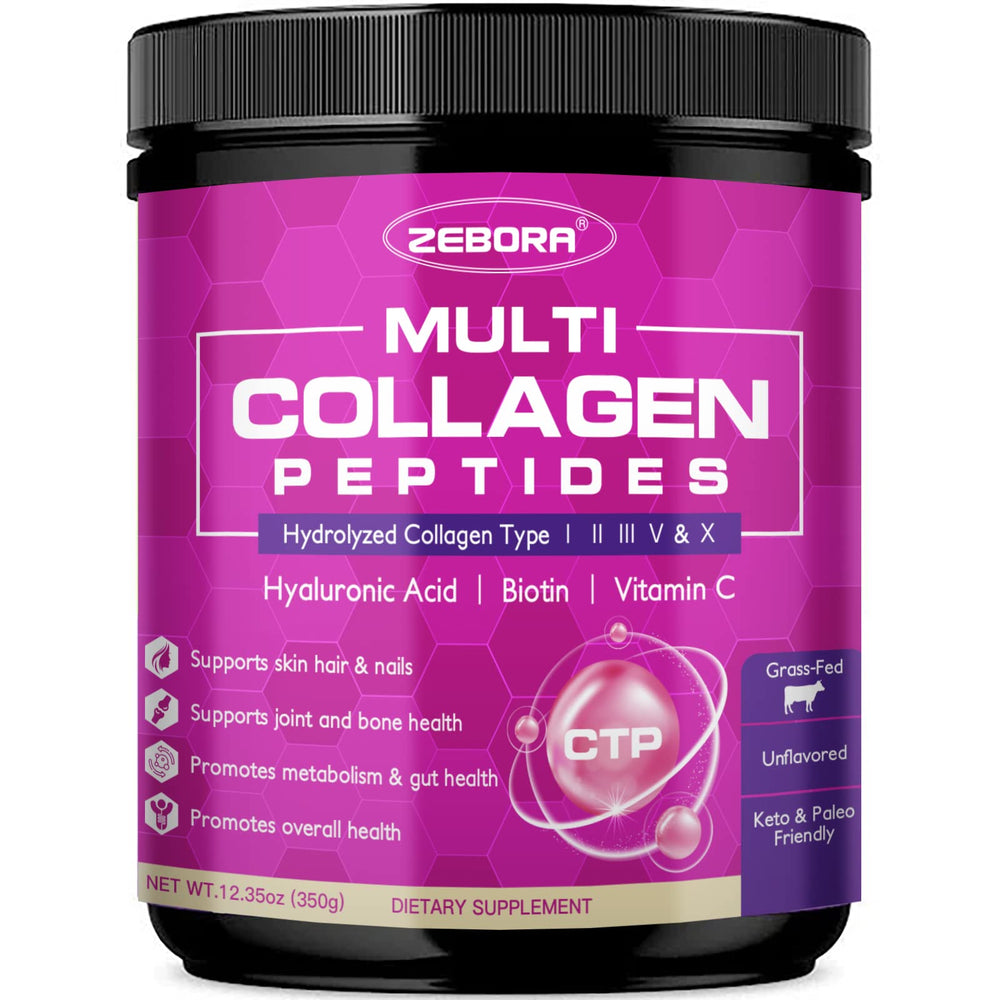 ZEBORA Multi Collagen powder bottle for daily skin and joint support.
