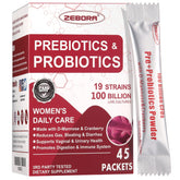 ZEBORA Probiotics for Women bottle showing 100B CFUs for digestive comfort