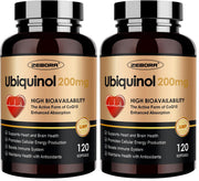 ZEBORA ubiquinol CoQ10 softgels front label for daily heart support.