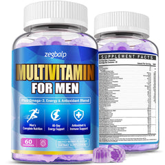 ZEGBALP men's multivitamins gummies bottle front for vegan sugar-free energy