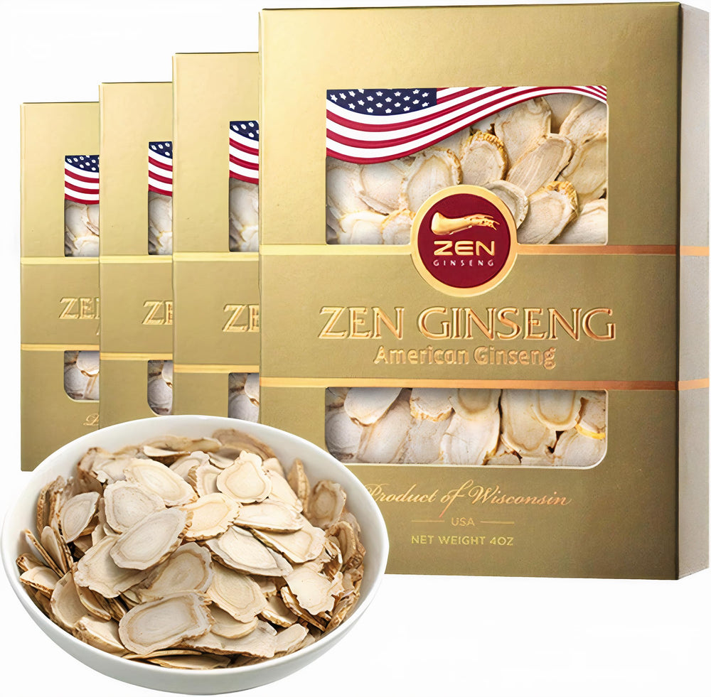 Zen Ginseng Wisconsin slices packaging on store shelf for daily energy.