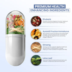 ZEN LIFE HERB LAXMORE bottle back label highlights ingredients like rhubarb and ginseng.