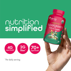Zena Nutrition Organic Super Greens label displays USDA Organic certification and purity
