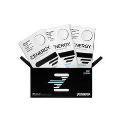 ZENERGY mint energy gum pack front showing compact, portable energy on the go.