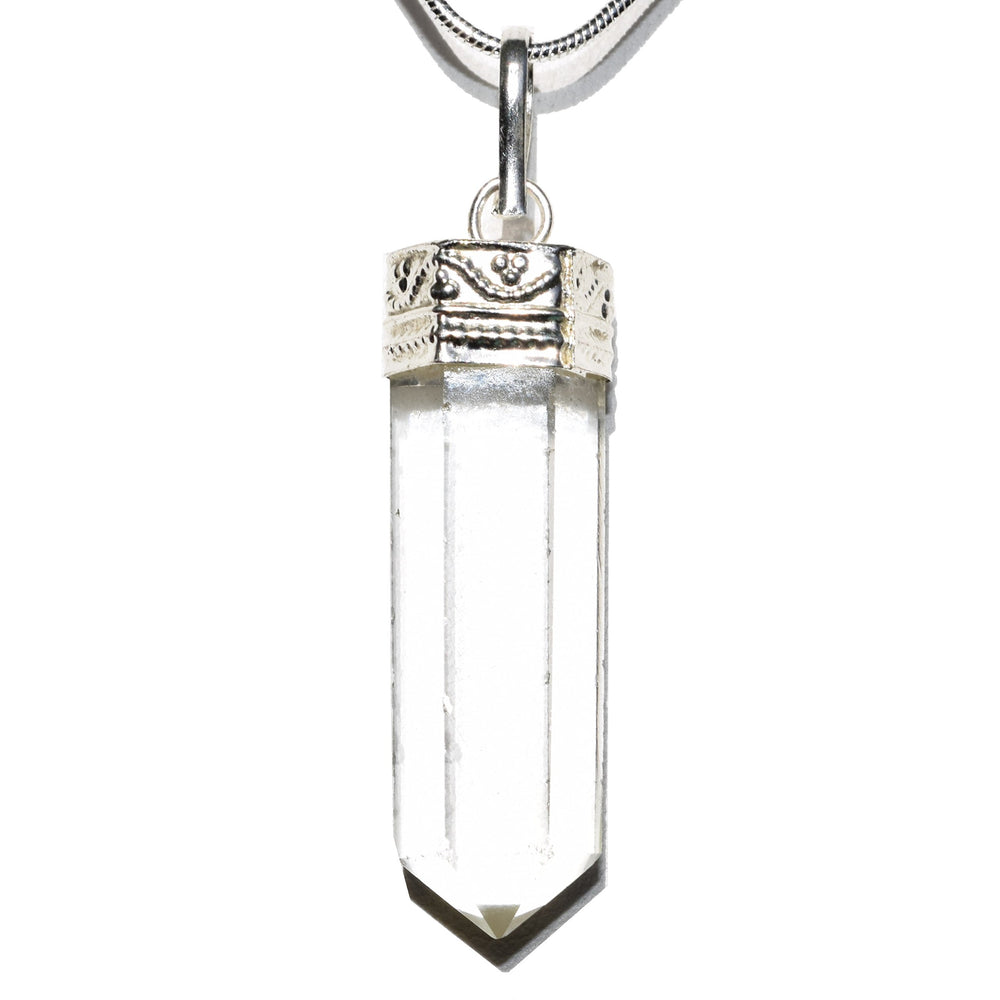 Zenergy Gems Charged Amplifier Pendant: faceted quartz for energy focus.