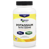 Zenesis Labs potassium gluconate tablet bottle close-up, convenient daily supplement for nervous system support.