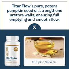 TitanFlow pumpkin seed oil illustration signaling herbal support