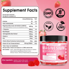 ZenithNutri Gummies closeup showing chewable texture and calming routine.