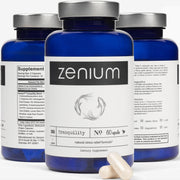 Zenium stress relief bottle front shows natural capsule blend for calmer moments.
