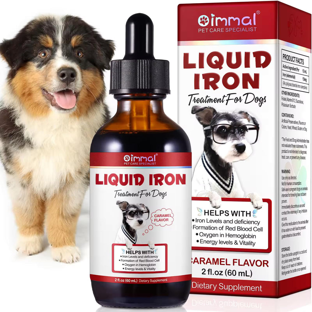 Zenpaws Liquid Iron for Dogs bottle with label, highlighting premium formula for healthy energy.
