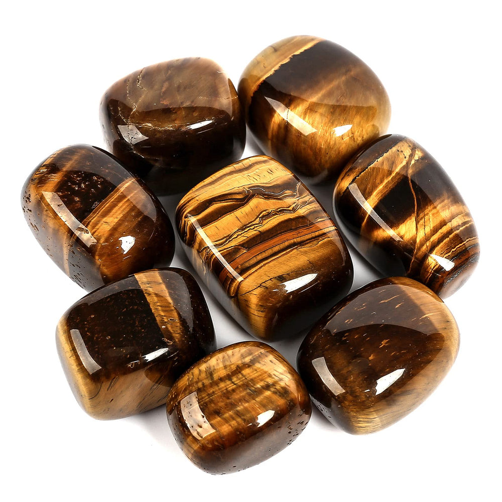 ZenQ tigers eye stones, polished and tumbled, ideal for meditation and energy work.