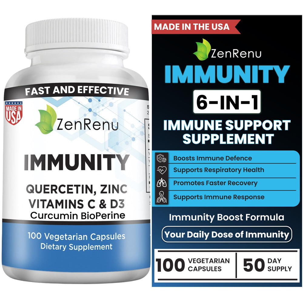 Zenrenu Immunity Quercetin 700mg bottle showing antioxidant support for daily wellness