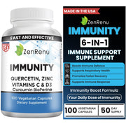 Zenrenu Immunity Quercetin 700mg bottle showing antioxidant support for daily wellness