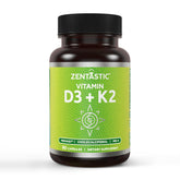 Zentastic Vitamin D3 K2 bottle with 90 vegetarian capsules for daily wellness