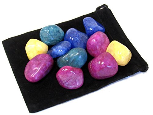 Zentron quartz stones, 1/2 pound, colorful tumbled crackled finish for display and crystal practice.