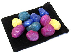 Zentron quartz stones, 1/2 pound, colorful tumbled crackled finish for display and crystal practice.