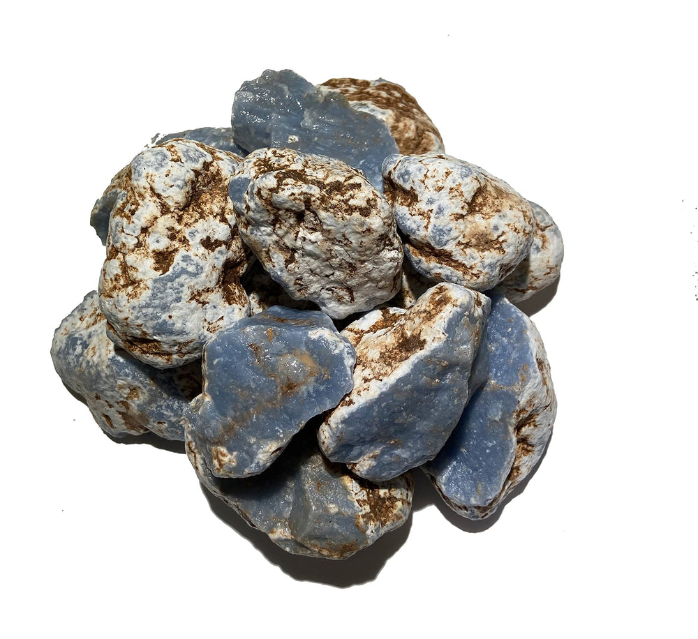 Zentron Crystal Collection rough angelite bag close-up for easy storage