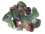Zentron Crystal Collection rough rainbow fluorite stones for jewelry and lapidary projects.