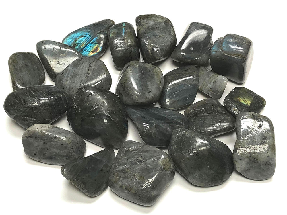 Zentron Labradorite tumbled stones in mixed colors, ideal for jewelry making and decorative projects.