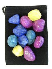 Zentron quartz stones in carrying pouch ready for chakra or Reiki sessions.