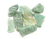 Zentron Rough Green Aventurine stones in a velvet bag for storage and crafting use.