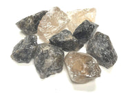 Zentron Rough Smoky Quartz in velvet bag for safe storage and display