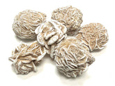 Zentron Selenite Rose set of 5 close-up crystals for serene decor and ambience.