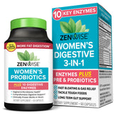 Zenwise Health 3-in-1 women's probiotic bottle promotes daily gut balance.