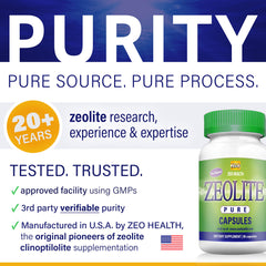Zeo Health Zeolite Pure Capsules pour illustrating easy daily dosing
