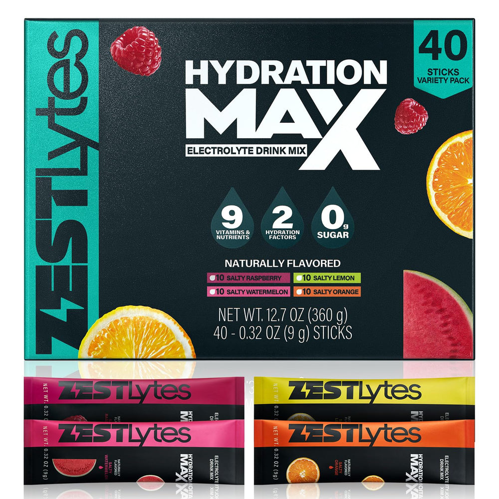 ZestLytes salty fruit flavor pack front view for high-intensity hydration.