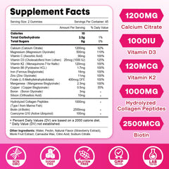 Zetelixia calcium citrate 1200mg with D3 and K2 provides targeted bone density support.