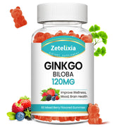 Zetelixia Ginkgo Biloba Gummies bottle with berry flavor supporting mood and focus.