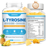 Zetelixia L Tyrosine Gummies bottle with Pineapple & Mango flavor for focus