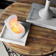 Zhanghe soy wax candle burns cleanly for over 42 hours.