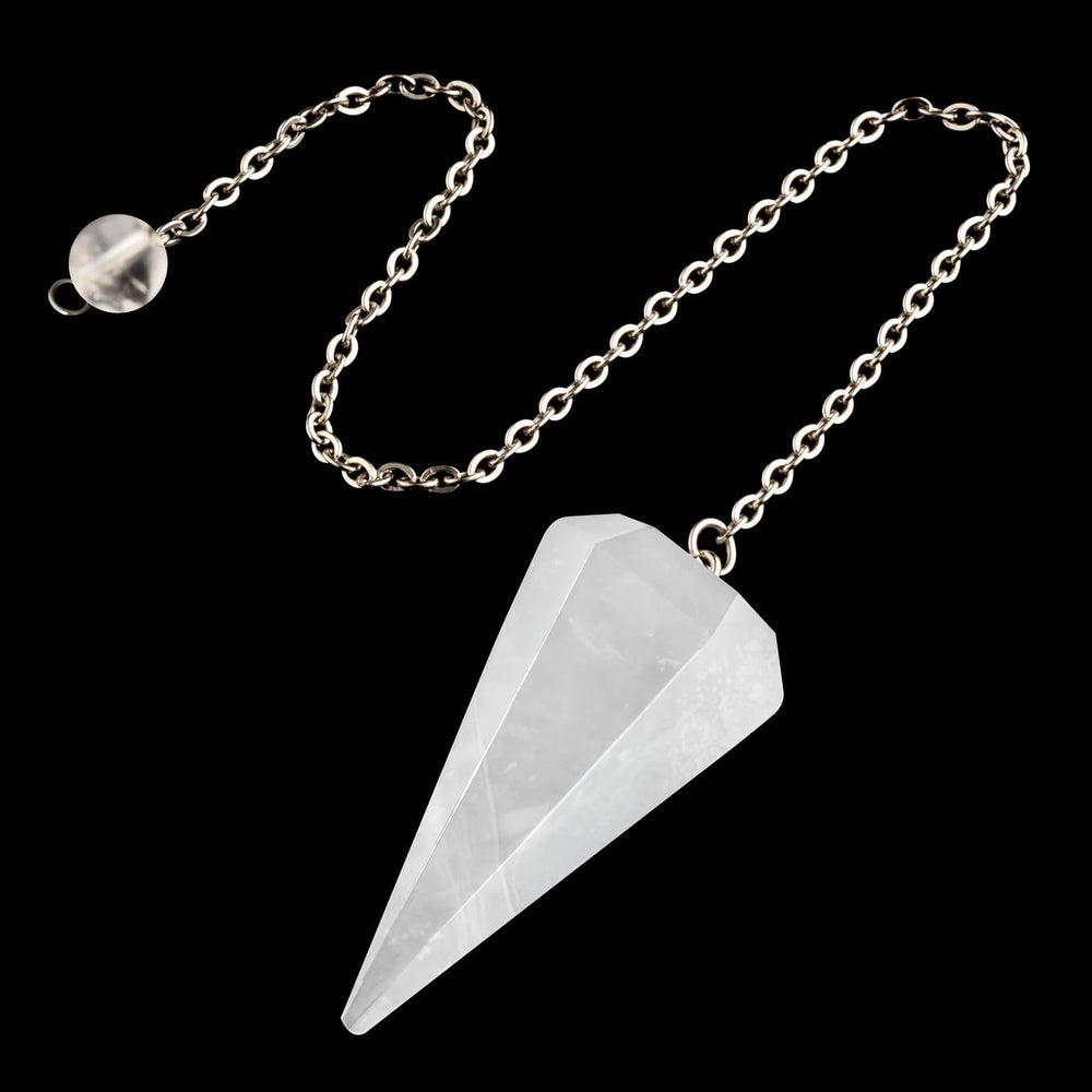ZHIYUXI clear quartz pendulum necklace for meditation and divination.