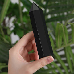 Zhiyuxi obsidian wand close-up reveals natural texture for grounding energy.