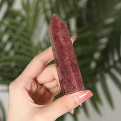 ZHIYUXI strawberry quartz wand close-up showing natural color variations.