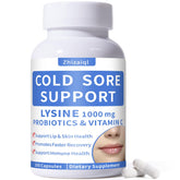 Zhizaiql Lysine Cold Sore Capsules bottle for daily lip health and immunity.