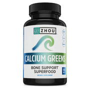 ZHOU Calcium Greens bottle front view highlighting calcium and greens for daily bone support.