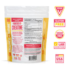 Close-up of ZHOU Creatine Chews pink lemonade bottle showing label