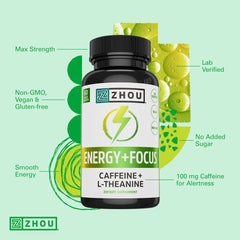 ZHOU Energy + Focus label detail with clean ingredients and extended-release design