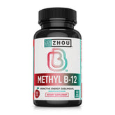 Zhou Methyl B12 lozenges cherry flavor for energy support and vegan use.