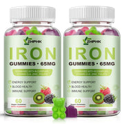 ZHPHK iron gummies bottle front showing berry-flavored energy support.