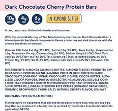 Zing Bars dark chocolate cherry closeup showing almond butter texture for on-the-go snacking.