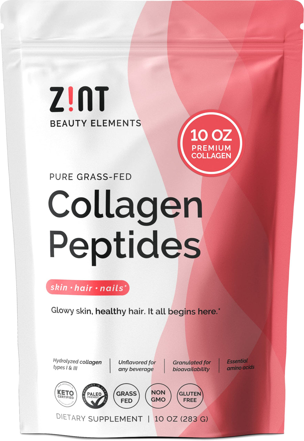 Zint Collagen Peptides powder bottle supports daily beauty and joint comfort.