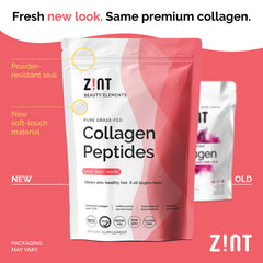 Zint Collagen Peptides powder dissolves in coffee for a quick neutral boost.