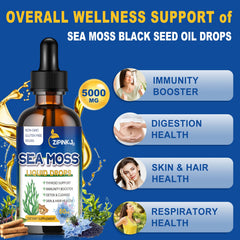 ZIPINKJ Sea Moss Drops bottle with open dropper for easy dosing
