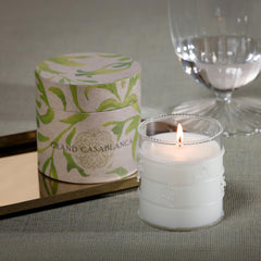 Zodax Grand Casablanca candle close-up highlights craftsmanship and glass detail.
