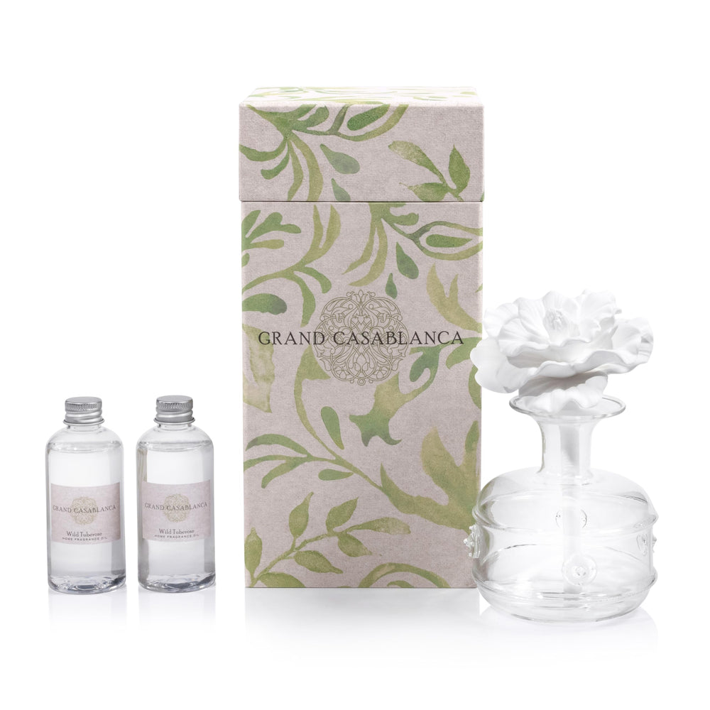 Zodax Grand Casablanca diffuser with glass bottle for calm living room ambiance