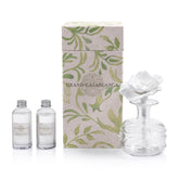 Zodax Grand Casablanca 200ml diffuser bottle with glass and porcelain bloom for subtle fragrance